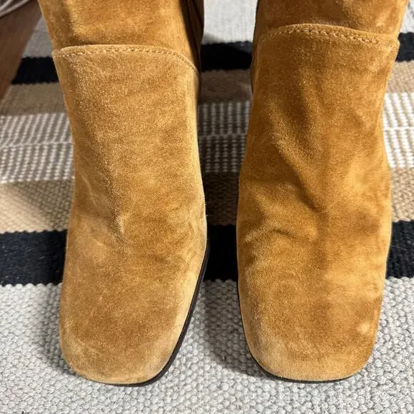 Plaginsa 90s Suede Leather Boot Women 8M Camel Brown Y2K Bratz Capsule Wardrobe - Picture 2 of 10